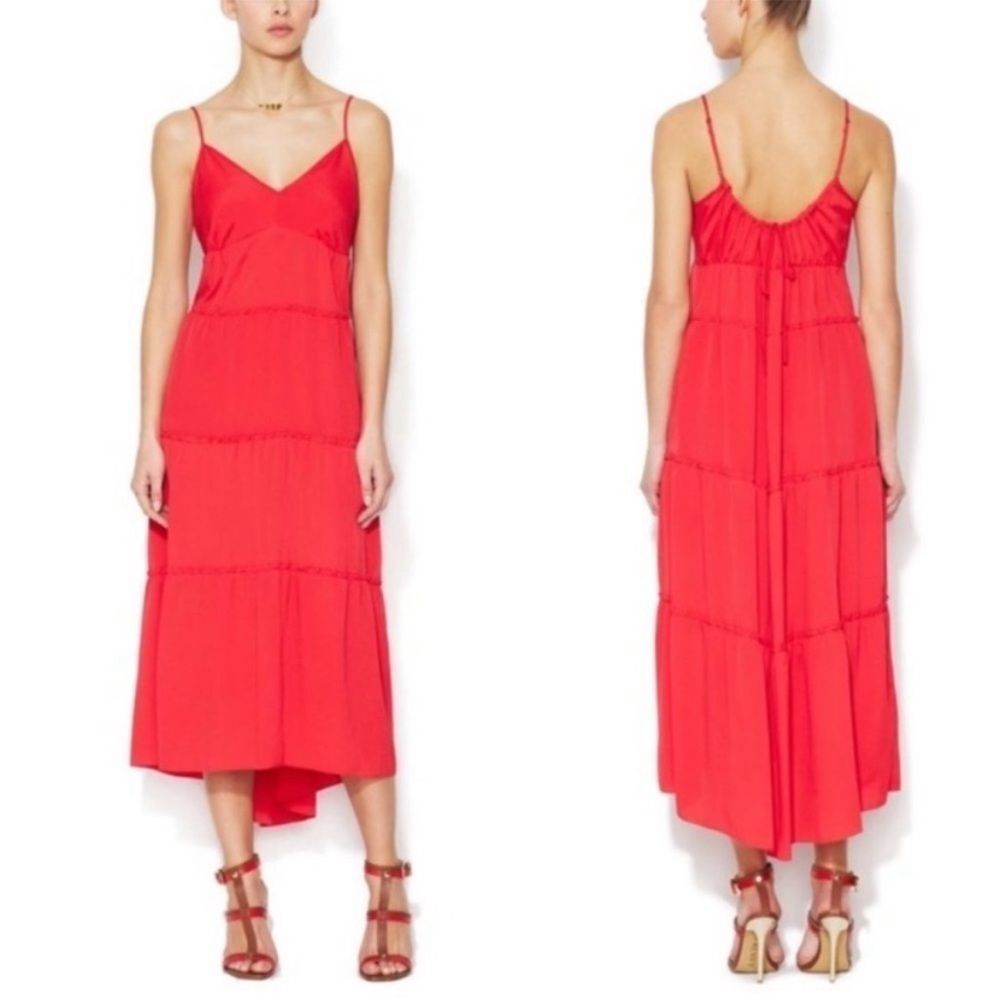 Bcbg red tiered Fanny maxi dress